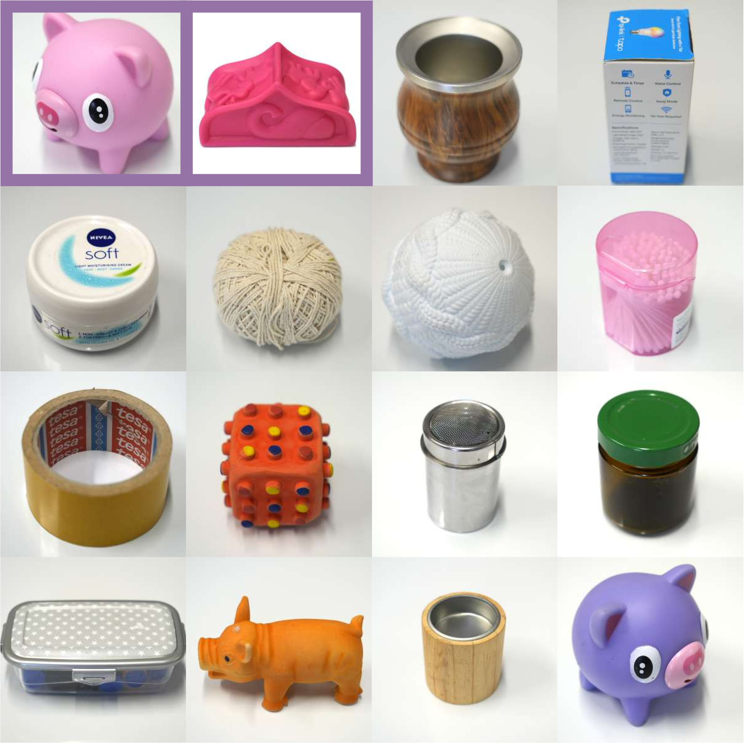 Objects used in the study